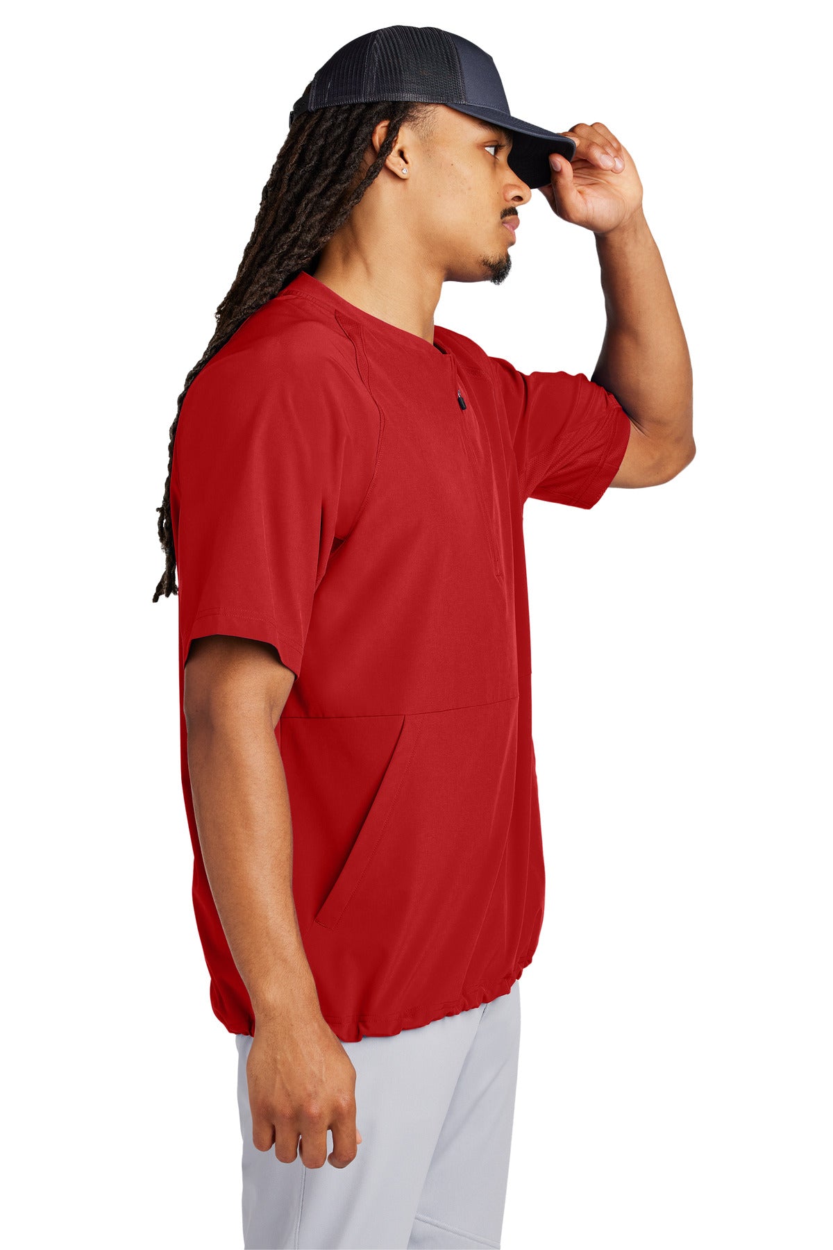 DeepRed Sport-Tek Repeat 1/2-Zip Short Sleeve Jacket JST489