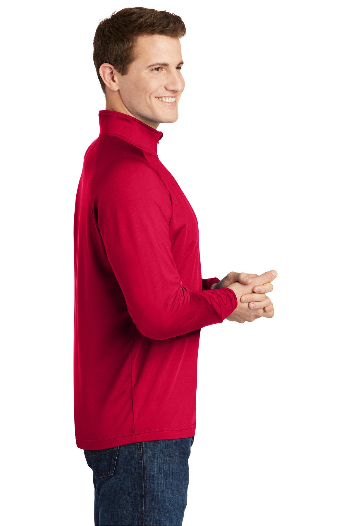 DeepRed Sport-Tek Sport-Wick Stretch 1/4-Zip Pullover. ST850
