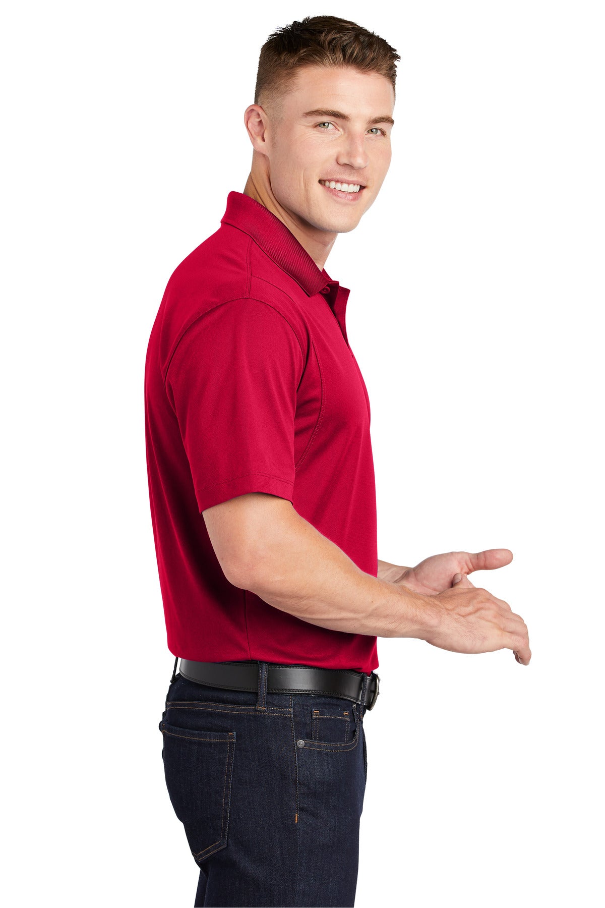 DeepRed Sport-Tek Tall Micropique Sport-Wick Polo. TST650