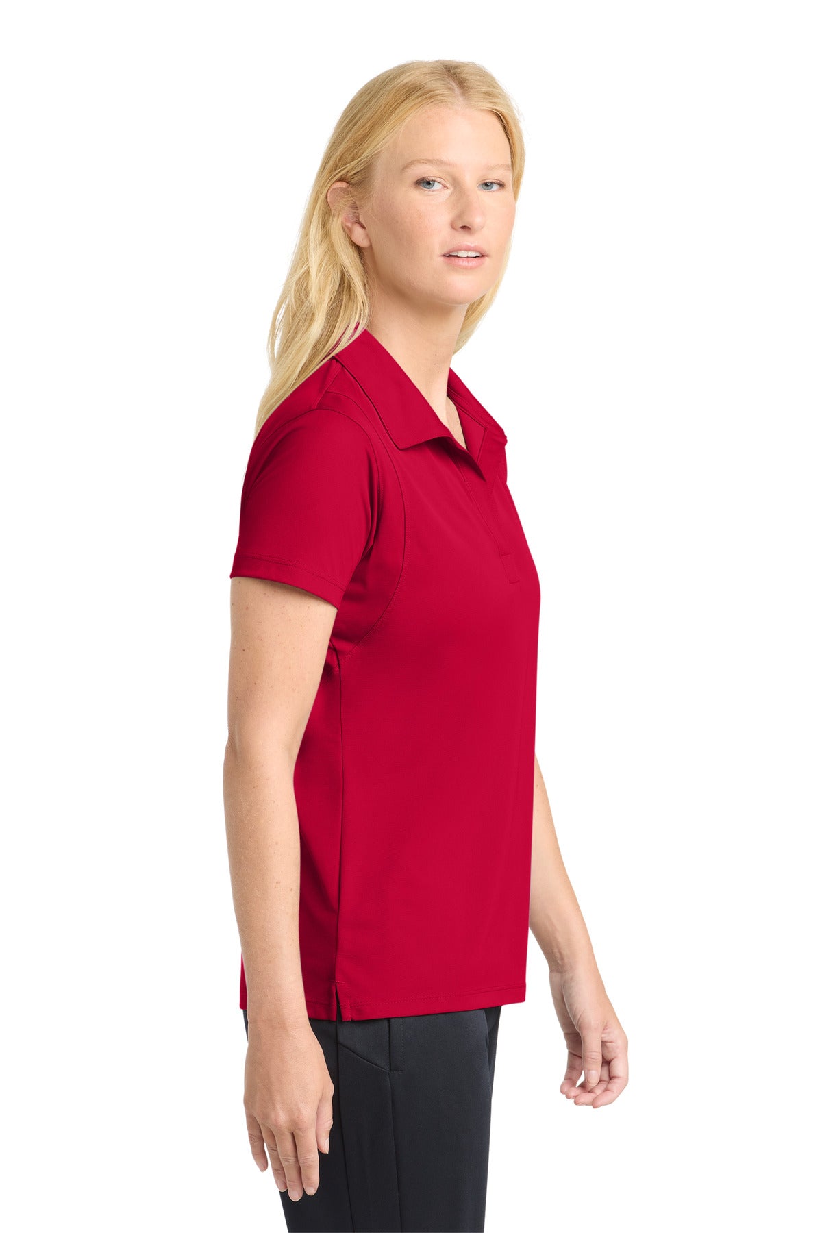 DeepRed Sport-Tek Women's Micropique Sport-Wick Polo. LST650
