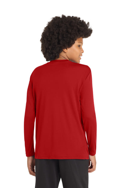 DeepRed Sport-Tek Youth Long Sleeve PosiCharge Competitor Tee. YST350LS