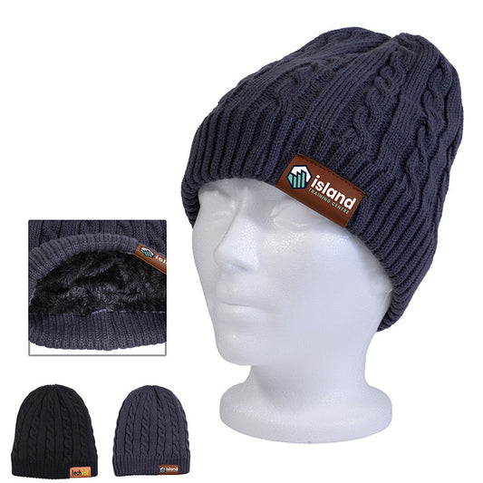 Orange "THE COZY" Cable Knit Beanie With Fluffy Soft Lining