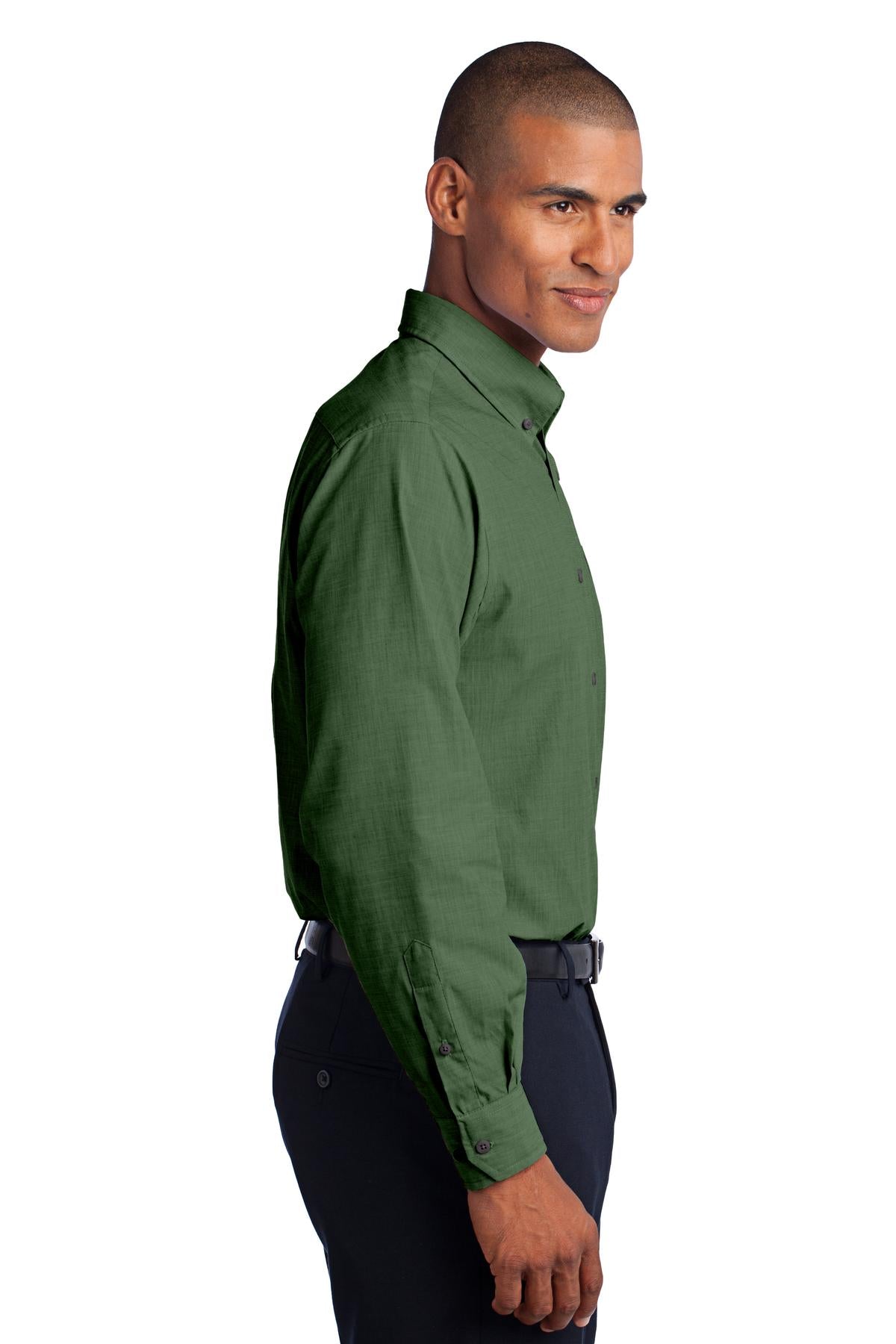 Dk Cactus Grn Port Authority Crosshatch Easy Care Shirt. S640