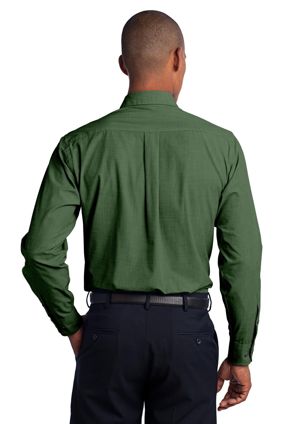 Dk Cactus Grn Port Authority Crosshatch Easy Care Shirt. S640