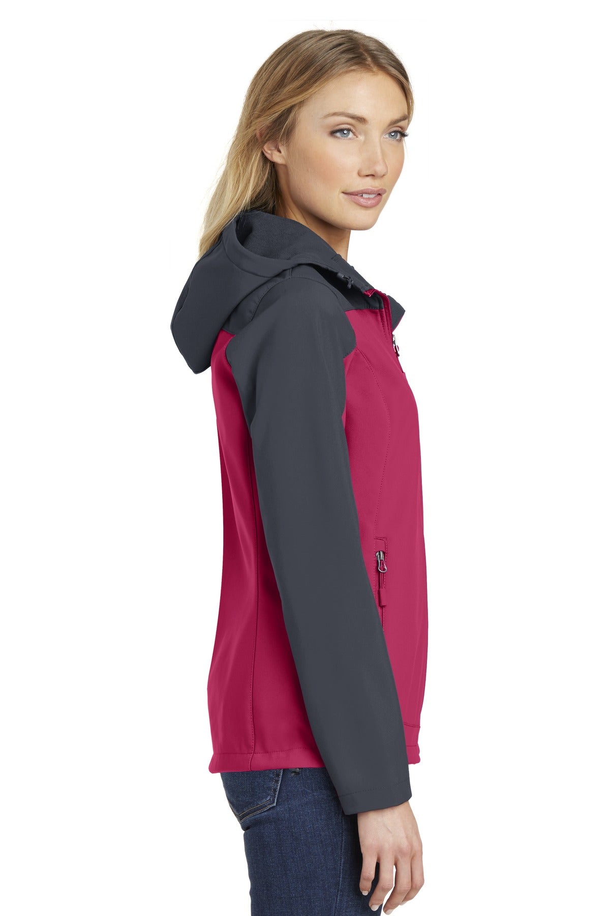 Dk Fchs/Bat Gy Port Authority Women's Hooded Core Soft Shell Jacket. L335