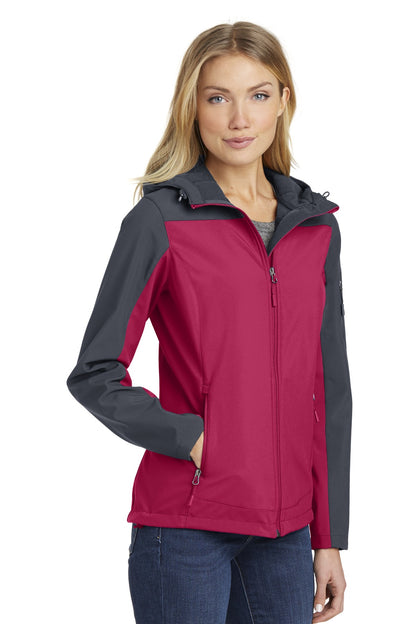 Dk Fchs/Bat Gy Port Authority Women's Hooded Core Soft Shell Jacket. L335