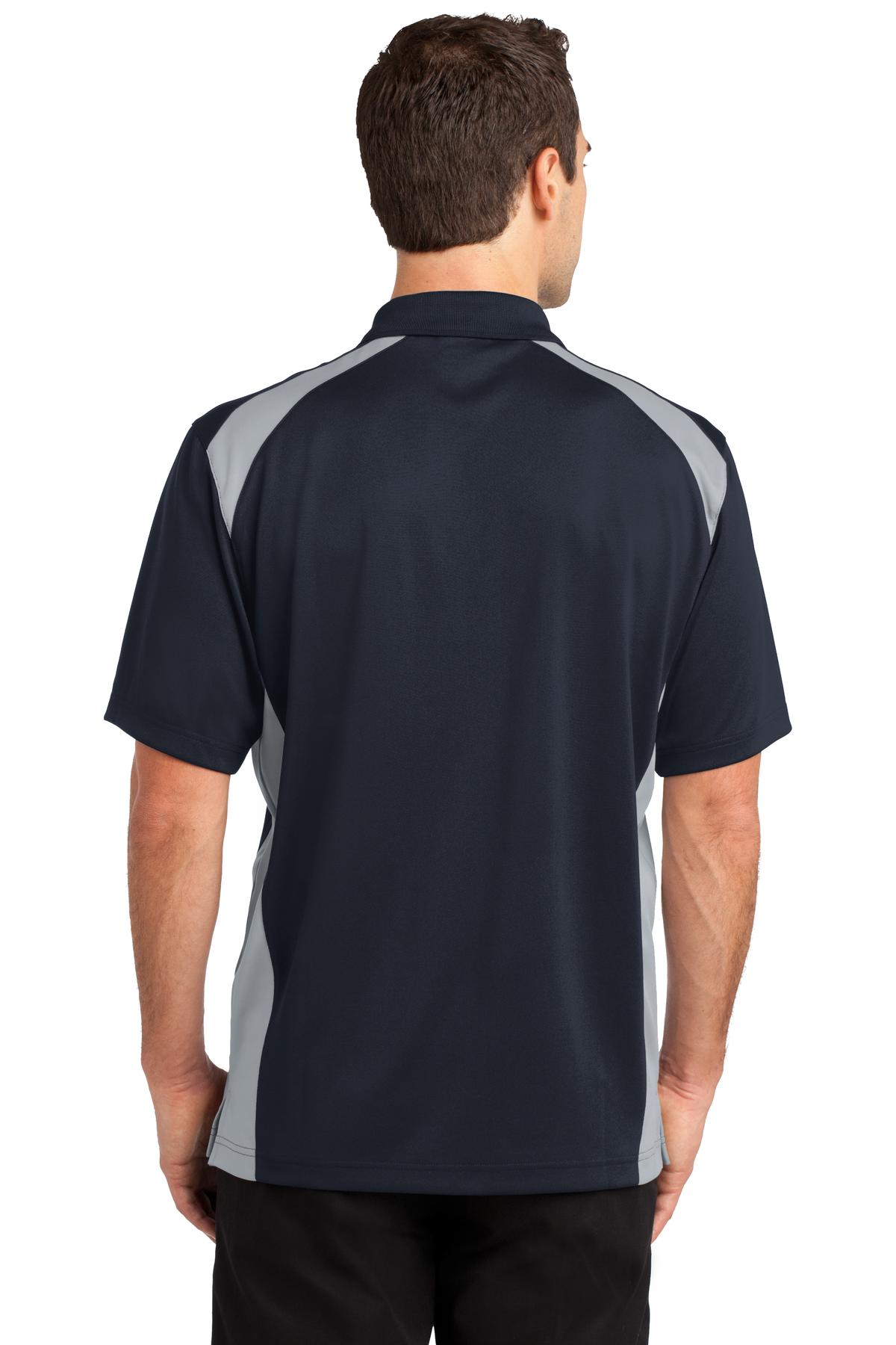 Dk Navy/Lt Gry CornerStone Select Snag-Proof Two Way Colorblock Pocket Polo. CS416