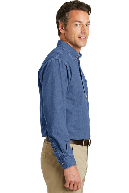 DkBlueStnwshd Port Authority Heavyweight Denim Shirt. S100