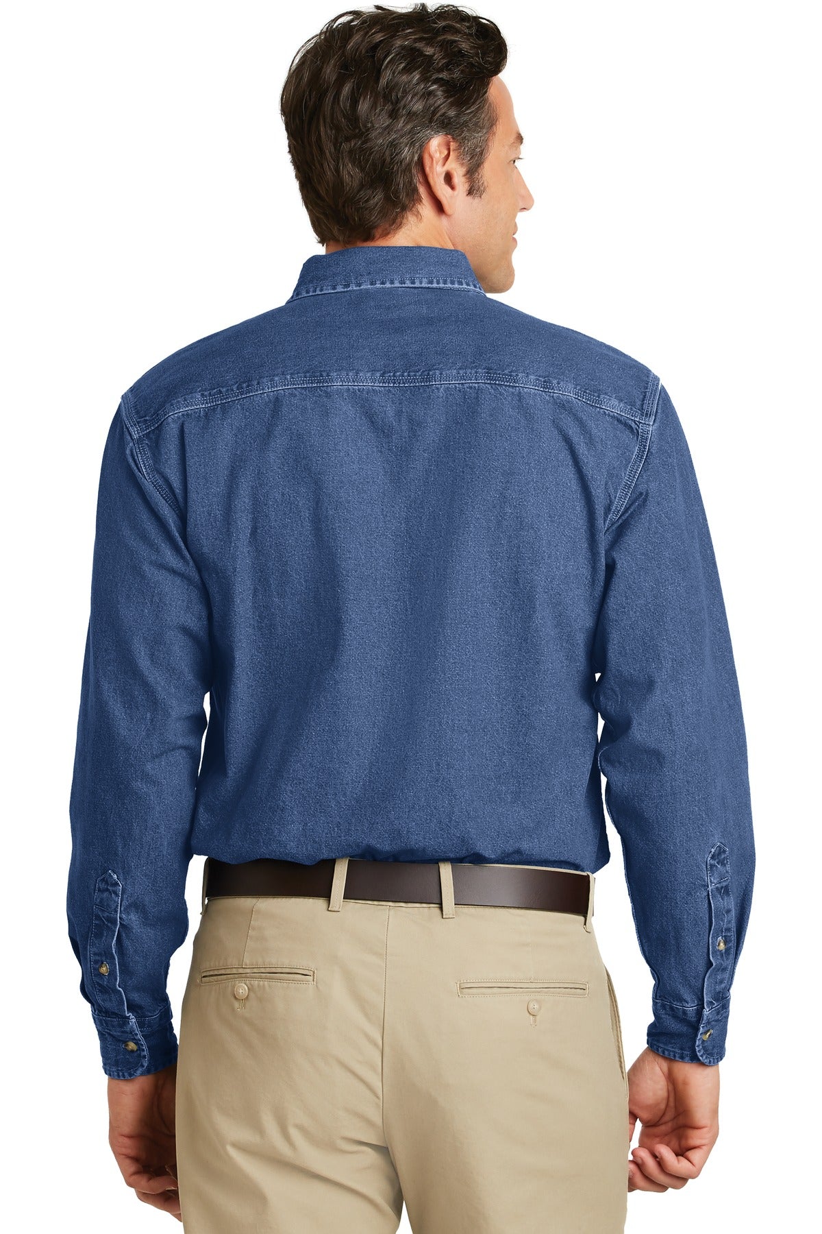 DkBlueStnwshd Port Authority Heavyweight Denim Shirt. S100