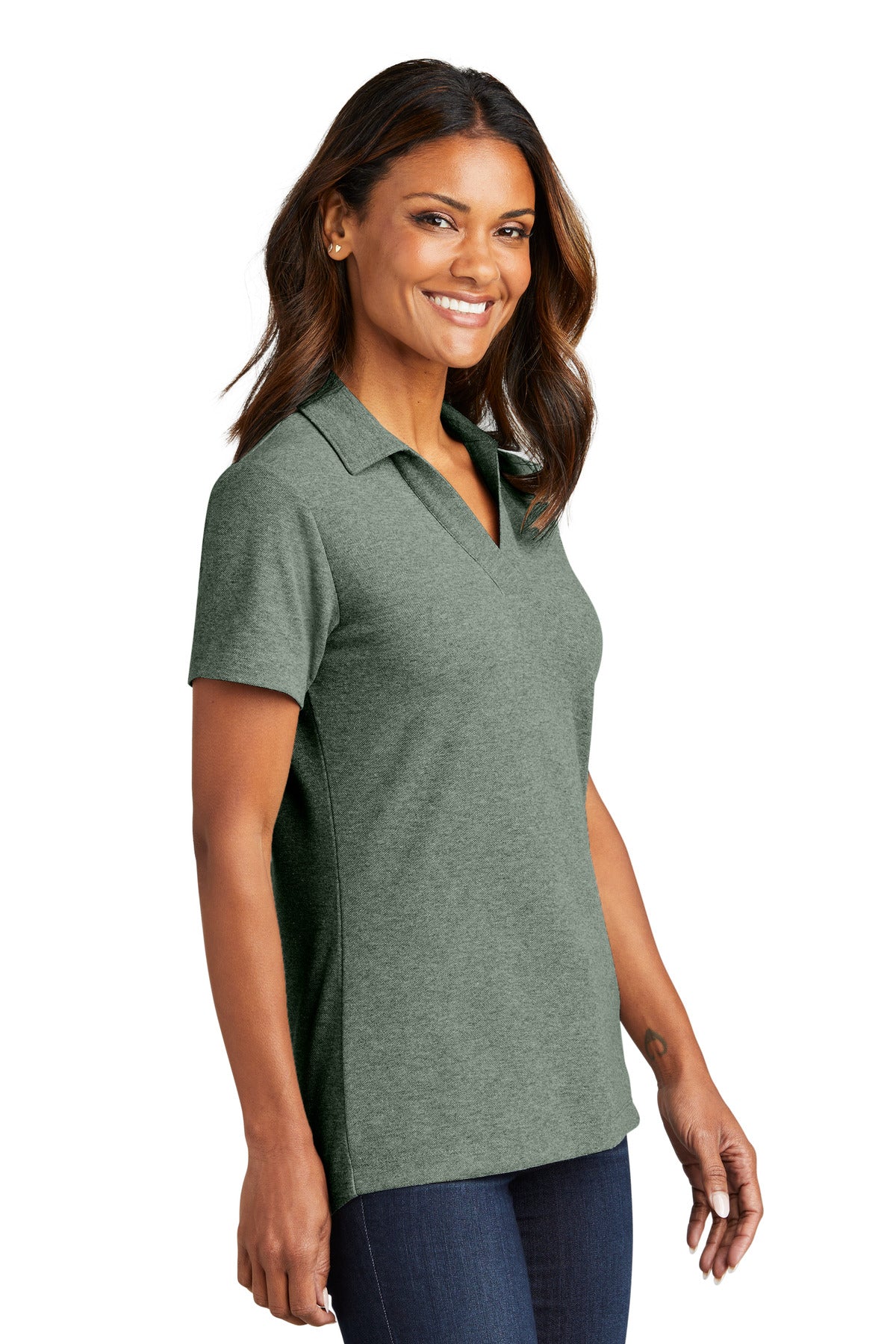 DkGreenHt Port Authority Women's C-FREE Cotton Blend Pique Polo LK867