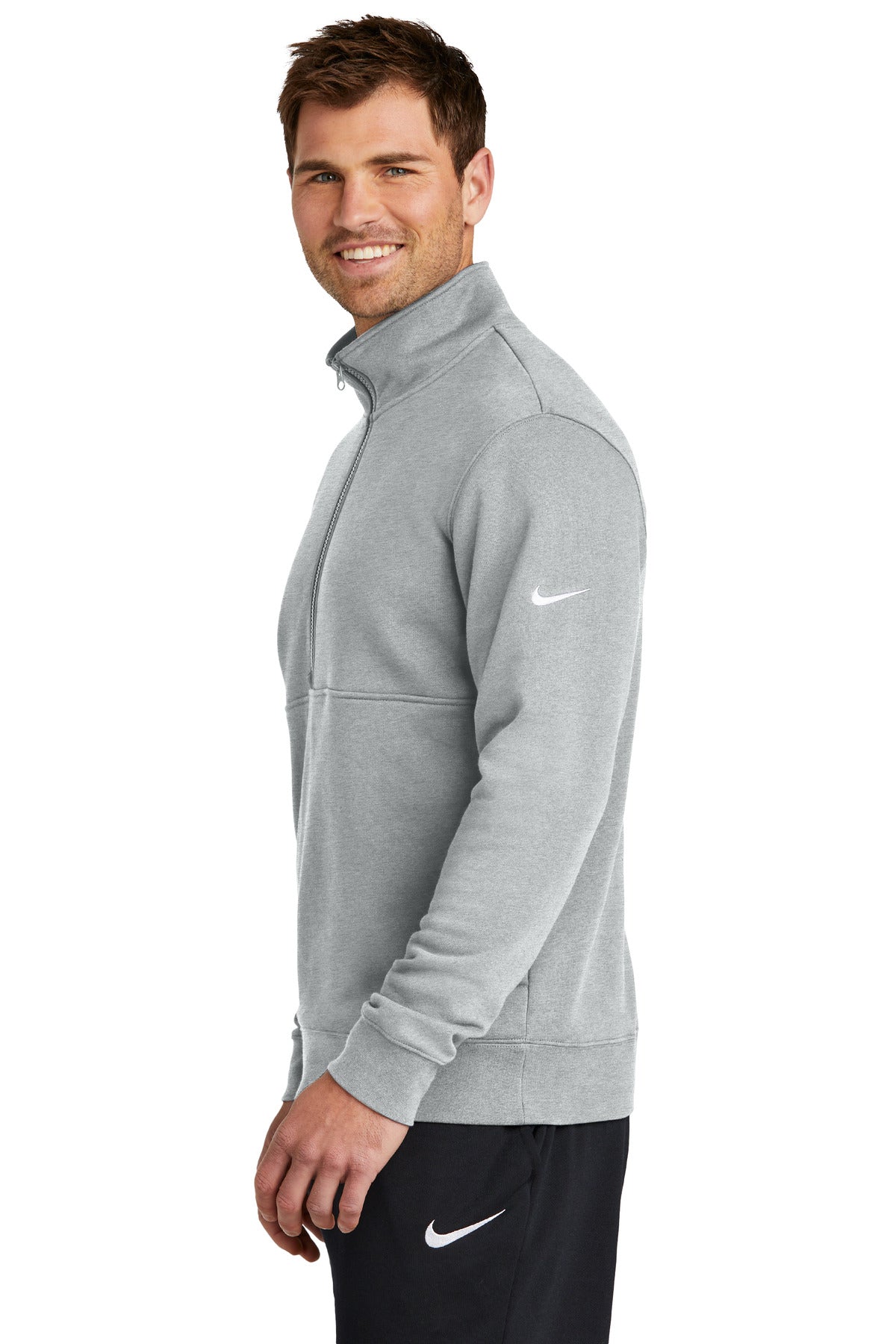 DkGyHthr Nike Club Fleece Sleeve Swoosh 1/2-Zip NKDX6718