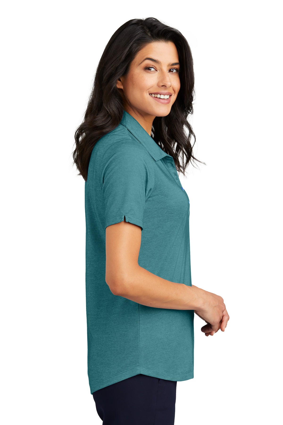 DkTealHthr Port Authority Women's Fine Pique Blend Polo LK830
