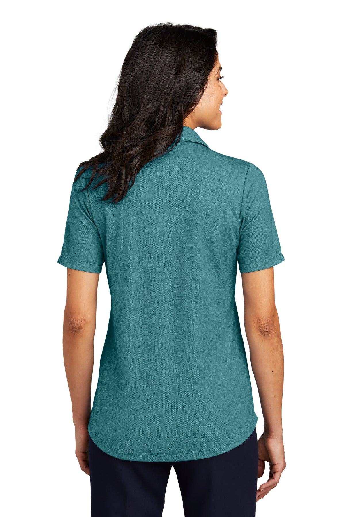 DkTealHthr Port Authority Women's Fine Pique Blend Polo LK830