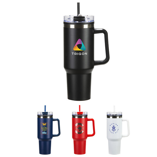 Black Ohana 40 oz Stainless Steel/Polypropylene Mug with Color-Matching Handle