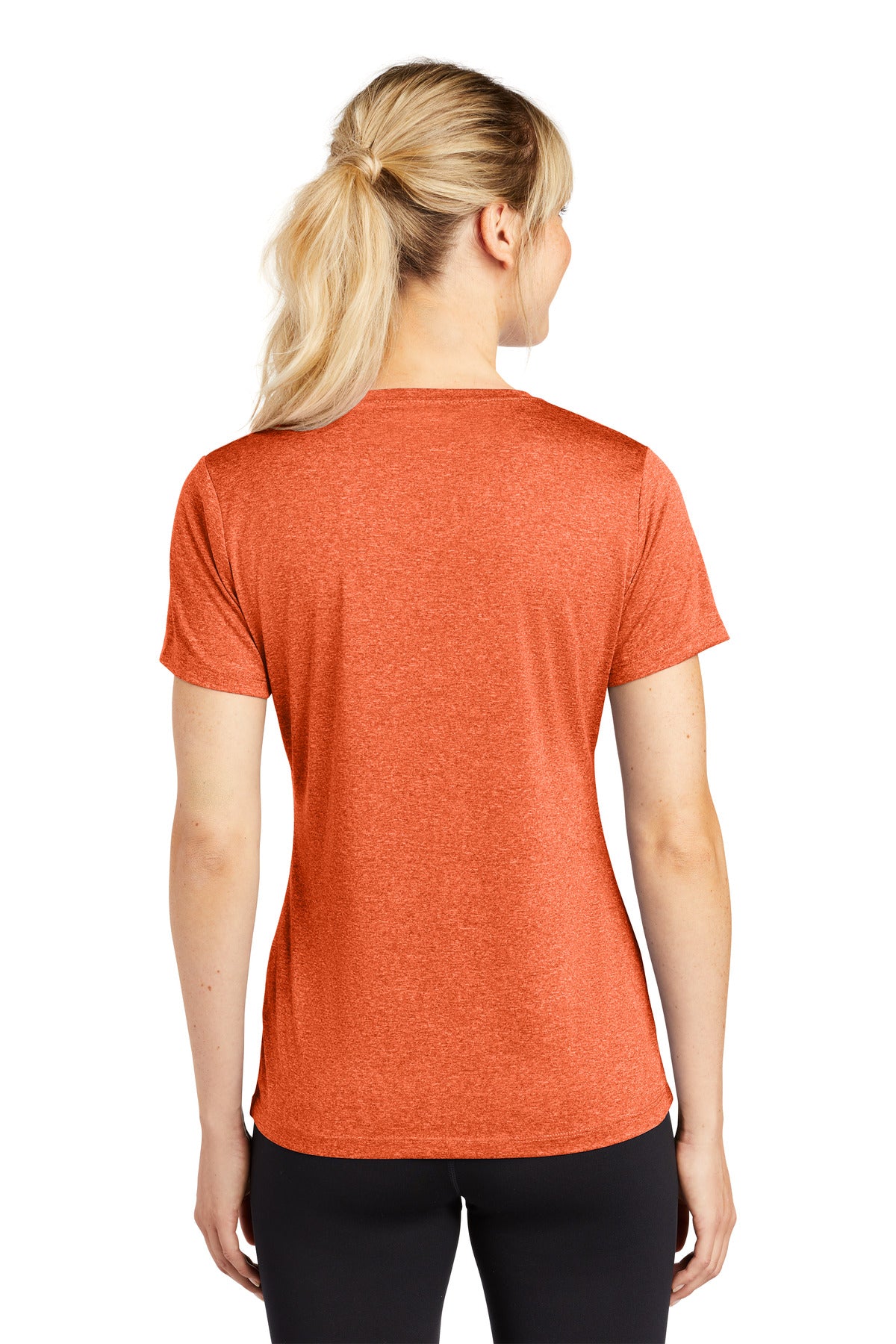 Dp Orange Hthr Sport-Tek Women's Heather Contender Scoop Neck Tee. LST360