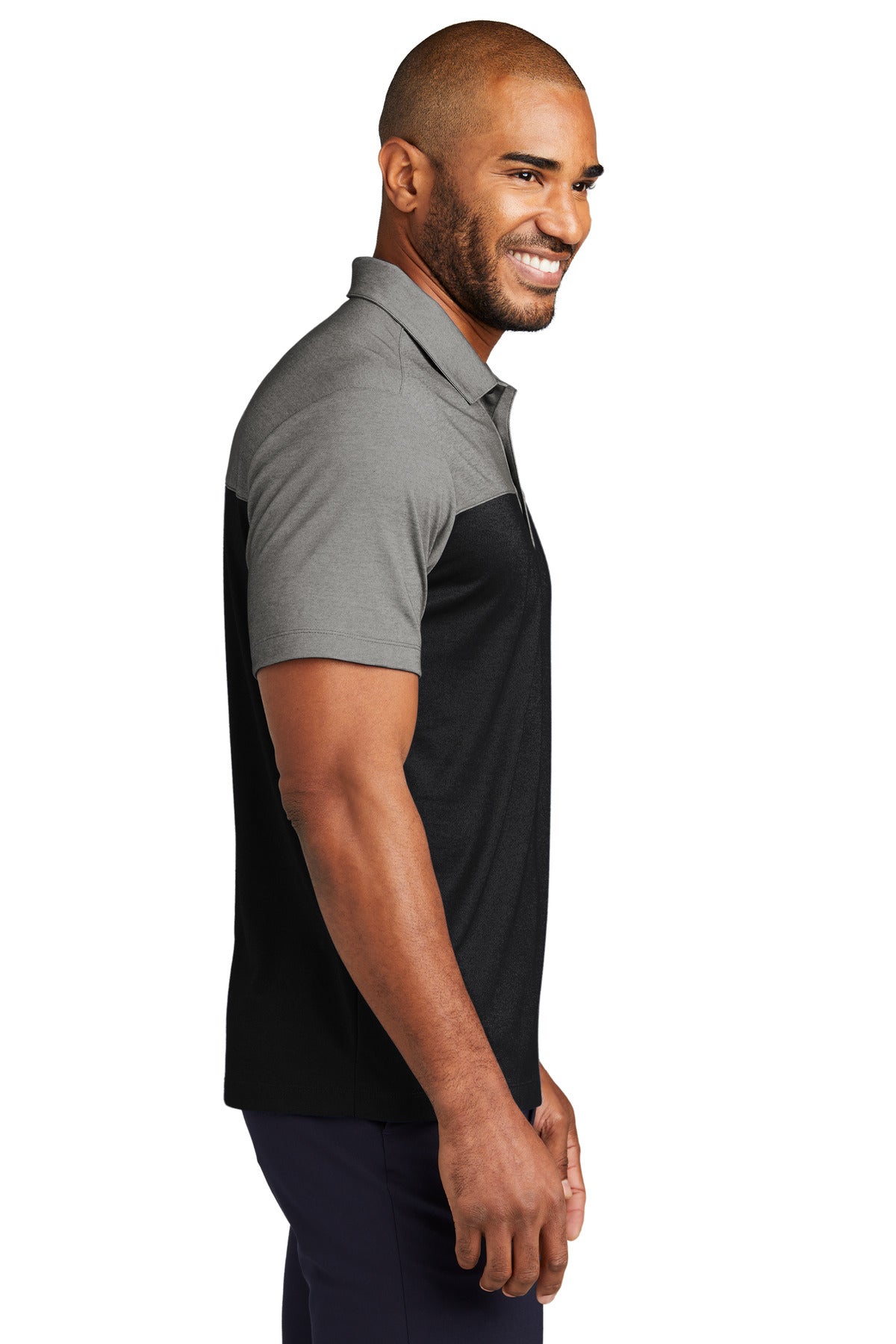 DpBk/ChrHt Port Authority Fine Pique Blend Blocked Polo K831