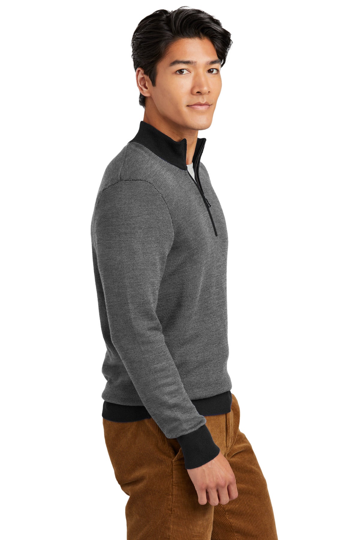 DpBk/ShdGy Brooks Brothers Washable Merino Birdseye 1/4-Zip Sweater BB18412