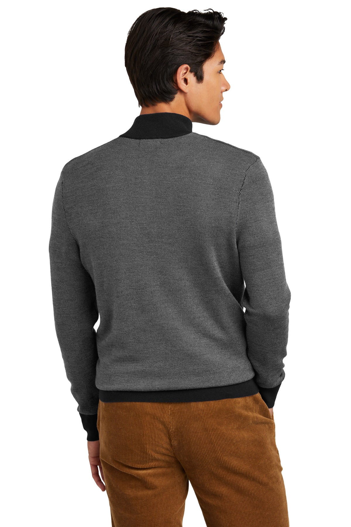 DpBk/ShdGy Brooks Brothers Washable Merino Birdseye 1/4-Zip Sweater BB18412