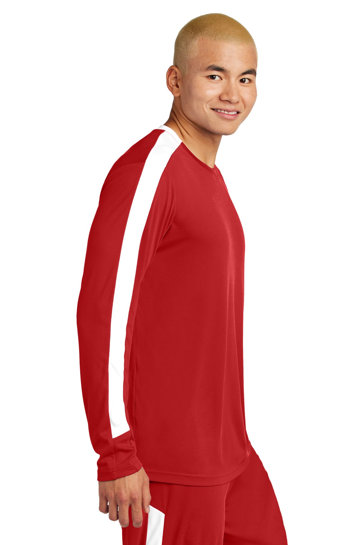 DpRd/Wht Sport-Tek Competitor United Long Sleeve Crew ST100LS