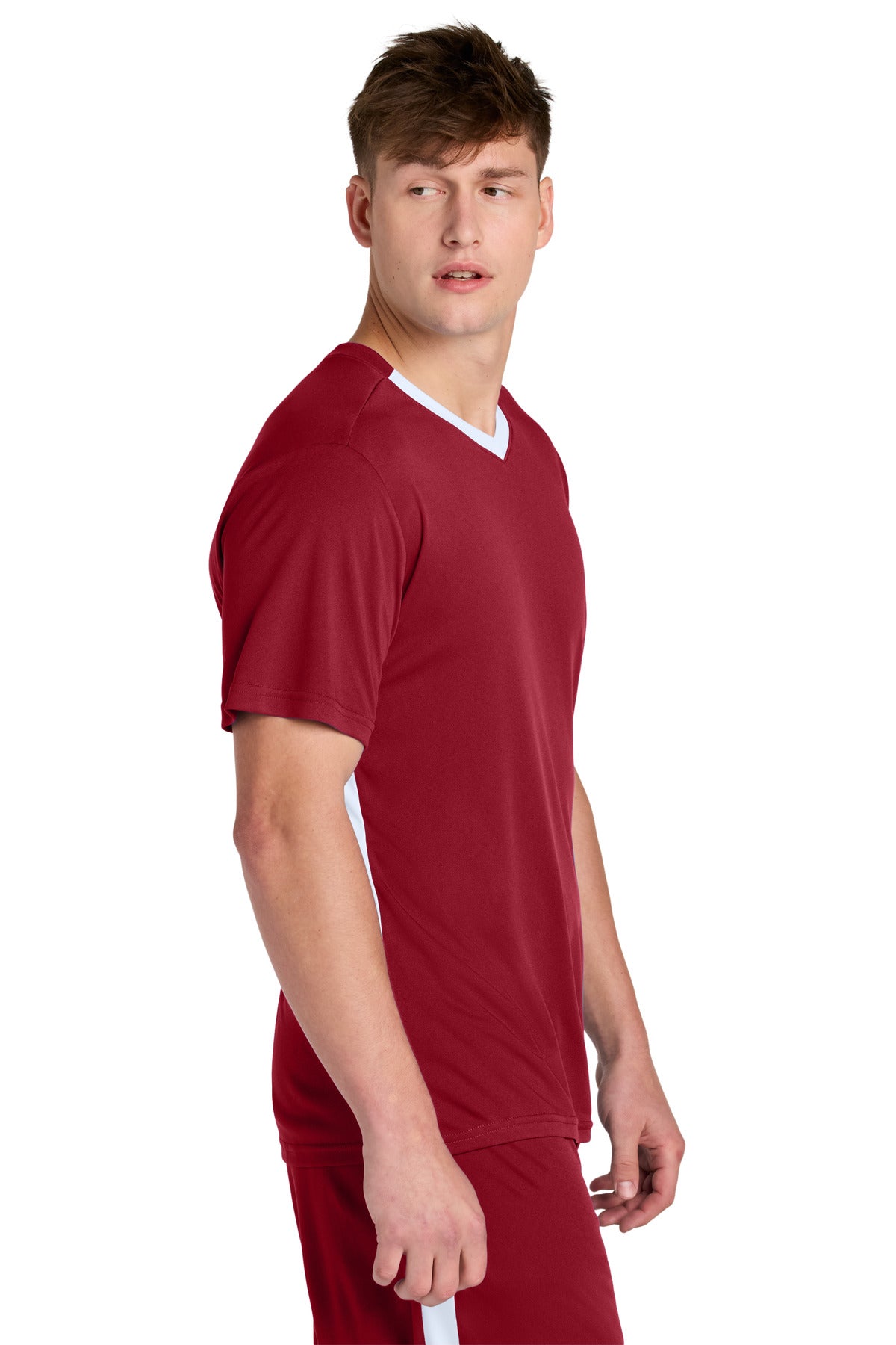 DpRd/Wht Sport-Tek Competitor United V-Neck ST101