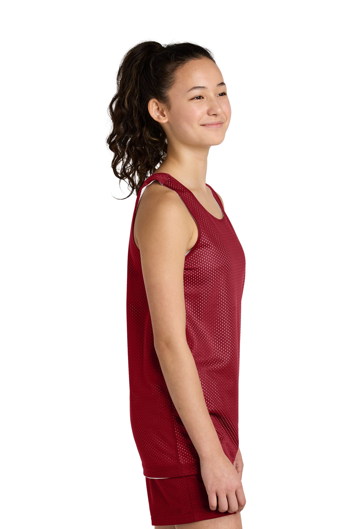 DpRd/Wht Sport-Tek Youth PosiCharge Reversible Mesh Tank YST5000