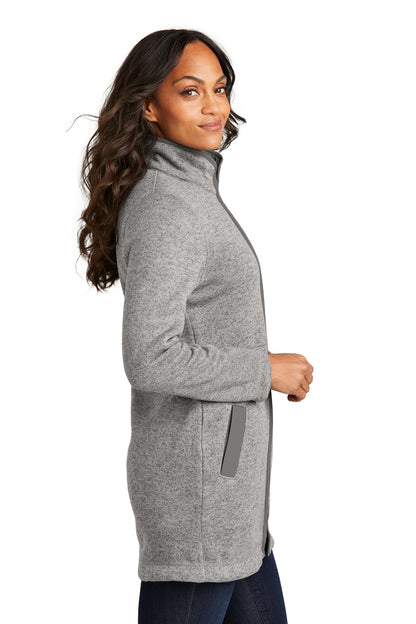 DpSmkHthr Port Authority Women's Arc Sweater Fleece Long Jacket L425