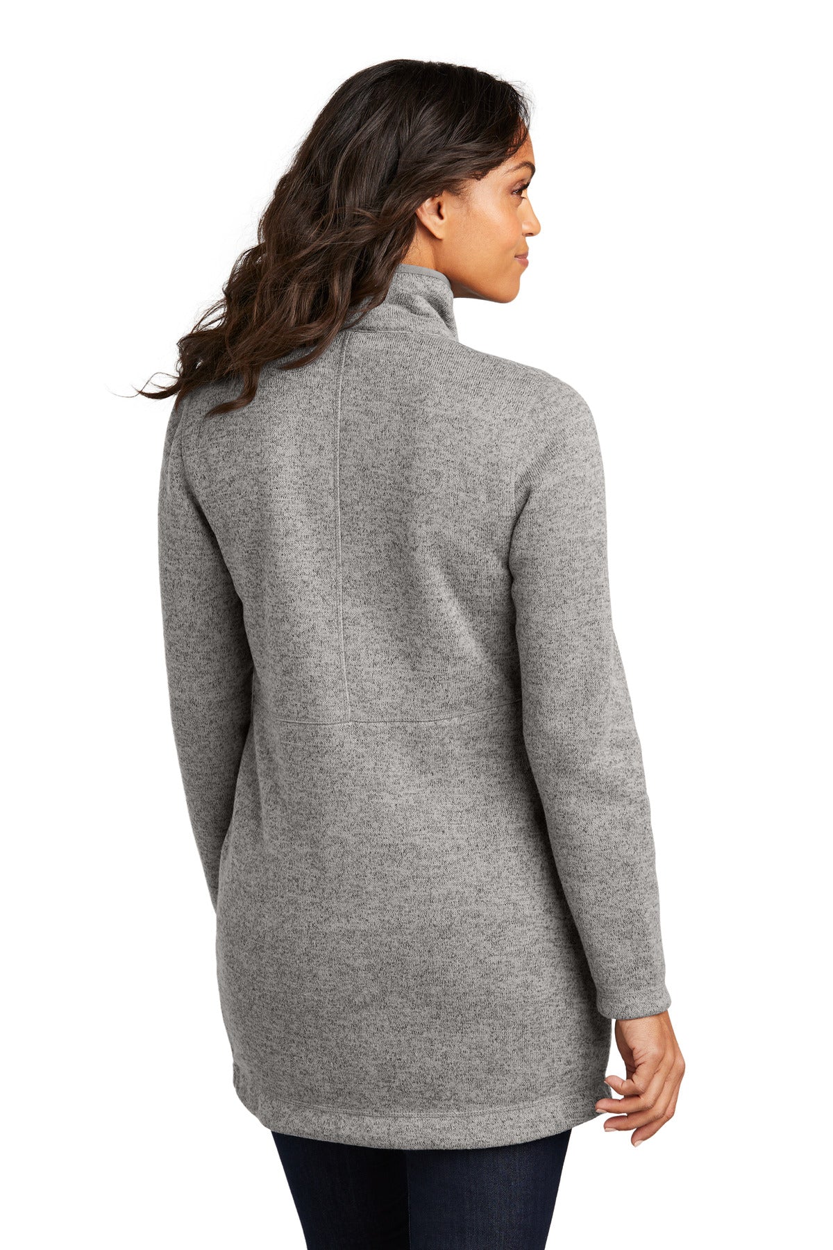 DpSmkHthr Port Authority Women's Arc Sweater Fleece Long Jacket L425