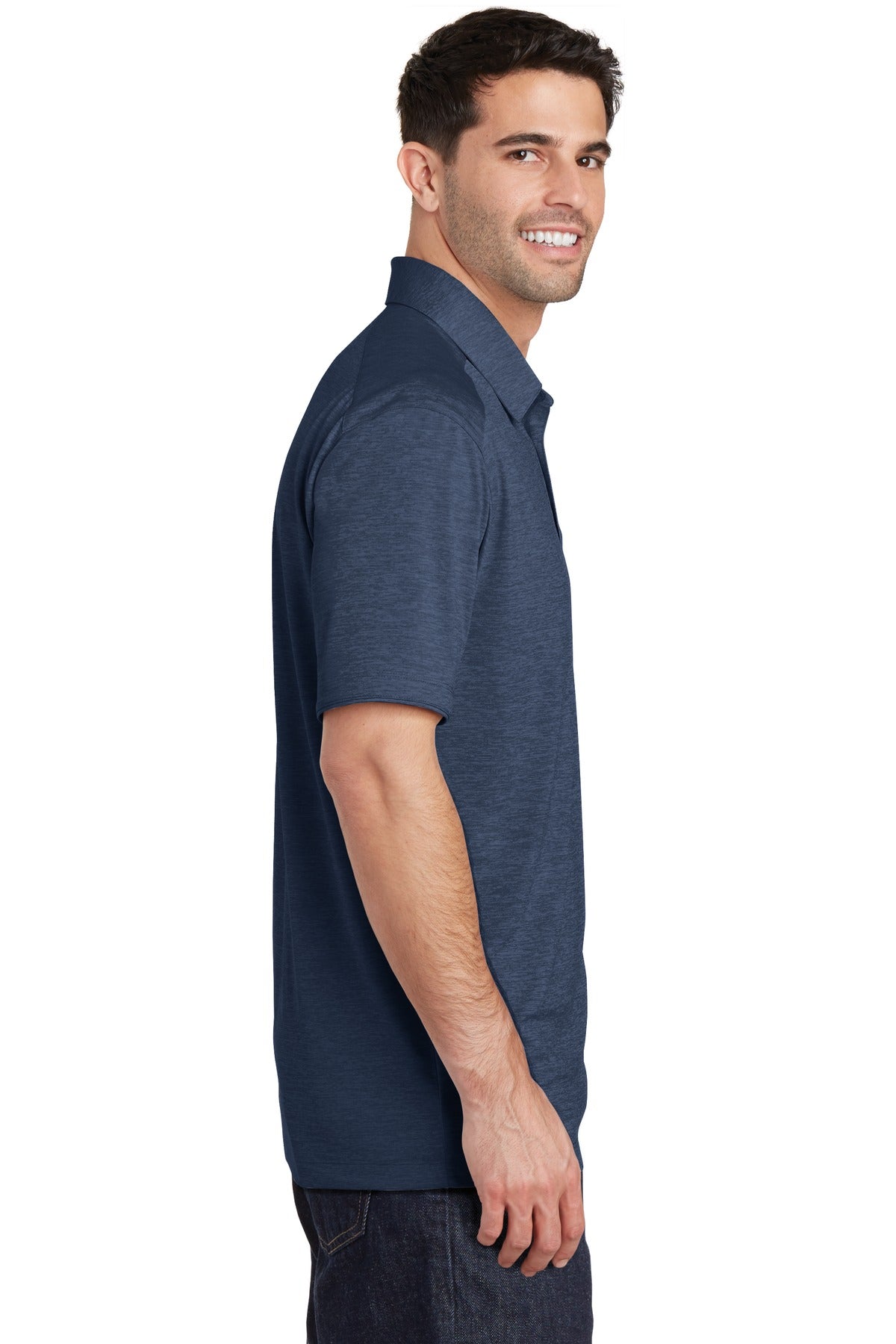 Dress Blue Nvy Port Authority Digi Heather Performance Polo. K574