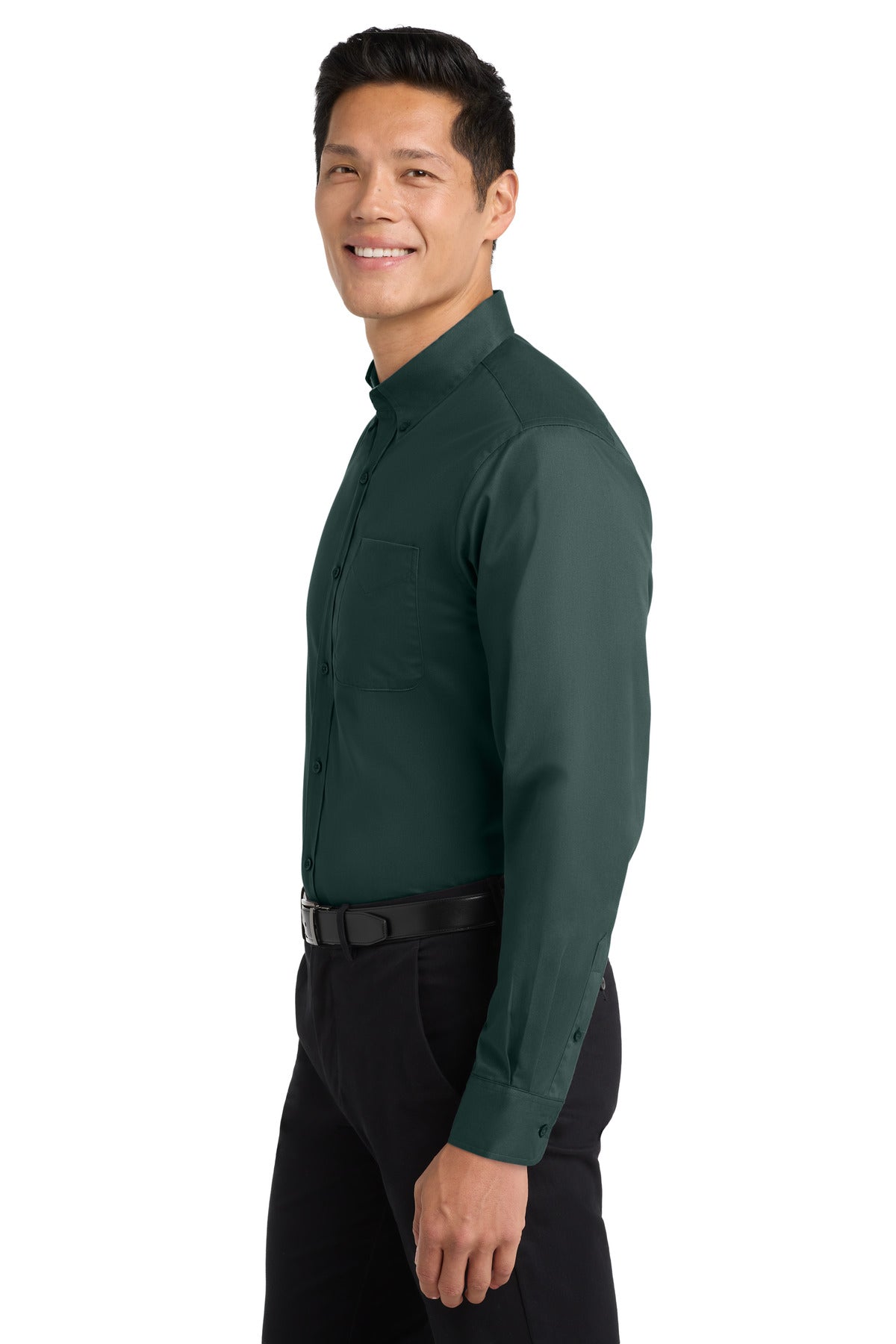 Drk Green/Navy Port Authority Extended Size Long Sleeve Easy Care Shirt S608ES