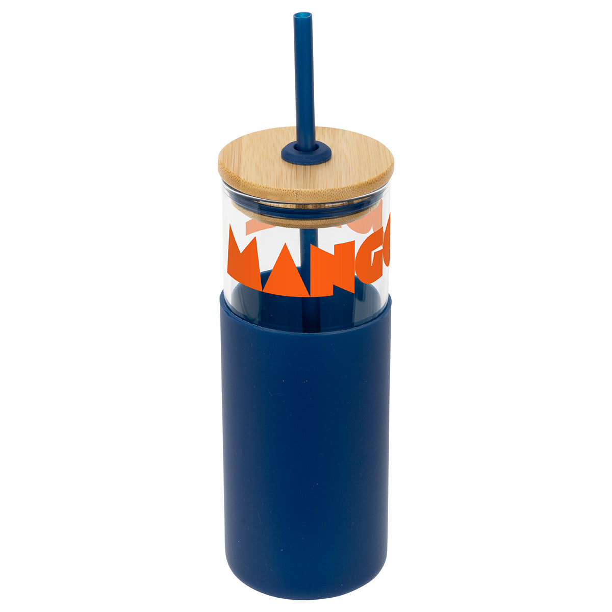 Black Stirling 18 oz Glass Tumbler with Silicone Sleeve & PP Straw