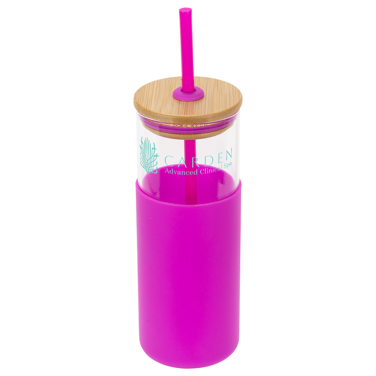 Black Stirling 18 oz Glass Tumbler with Silicone Sleeve & PP Straw
