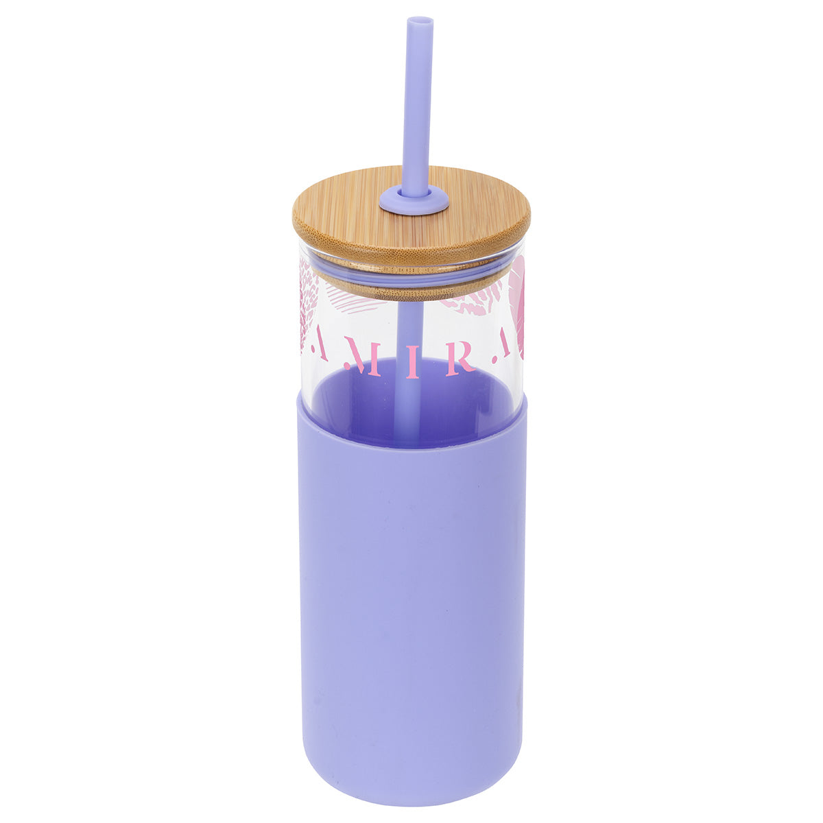 Black Stirling 18 oz Glass Tumbler with Silicone Sleeve & PP Straw