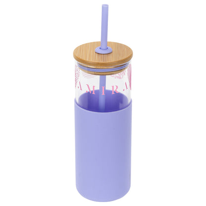 Black Stirling 18 oz Glass Tumbler with Silicone Sleeve & PP Straw