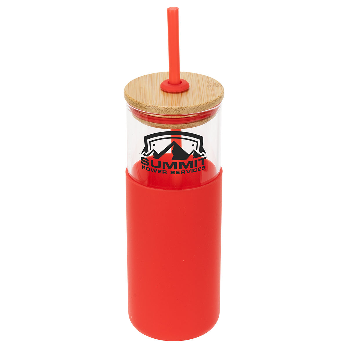 Black Stirling 18 oz Glass Tumbler with Silicone Sleeve & PP Straw