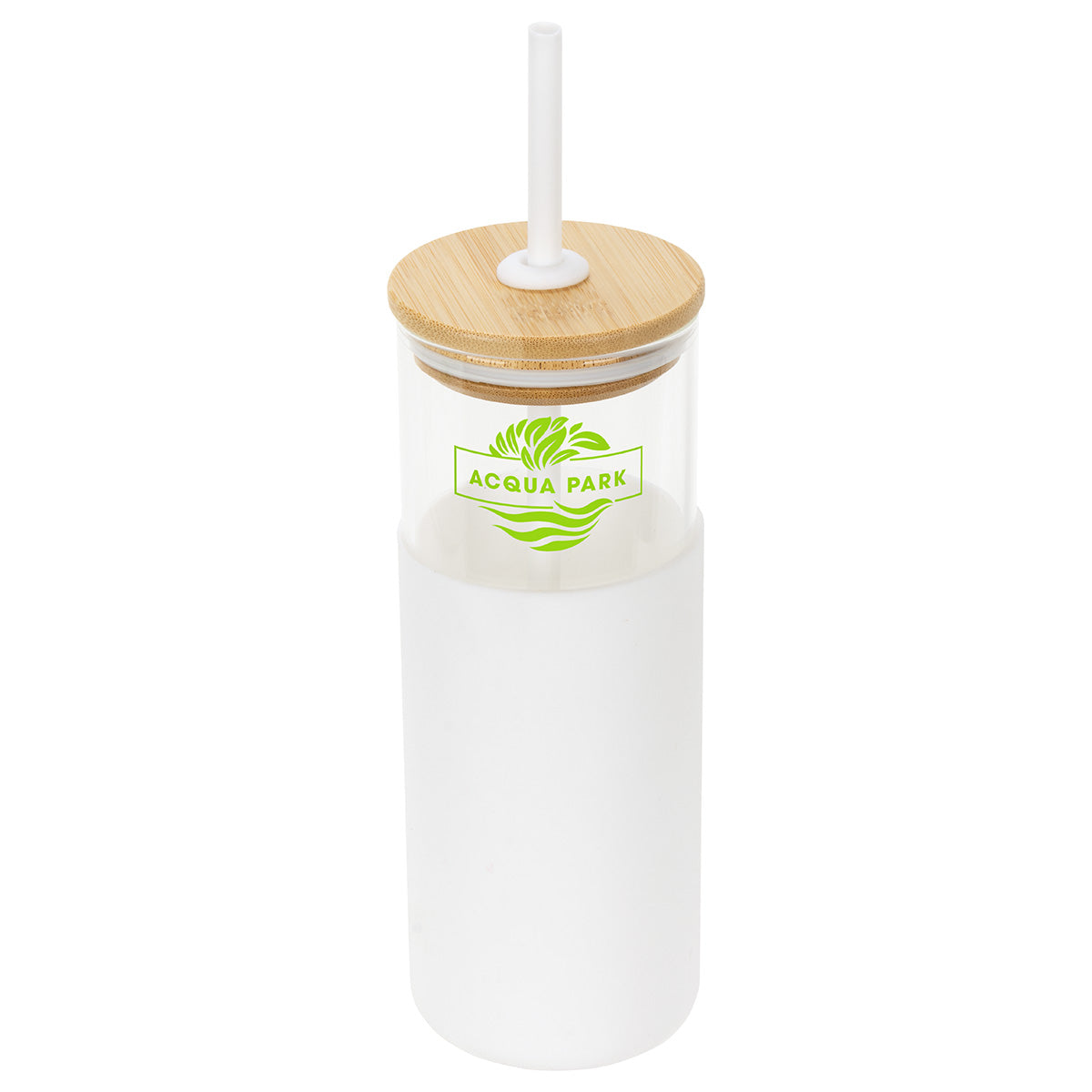 Black Stirling 18 oz Glass Tumbler with Silicone Sleeve & PP Straw