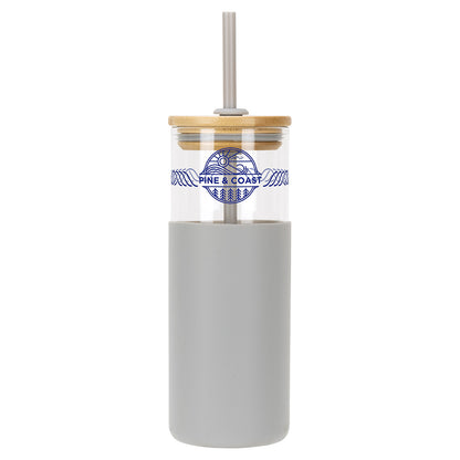 Stirling 18 oz Glass Tumbler with Silicone Sleeve & PP Straw