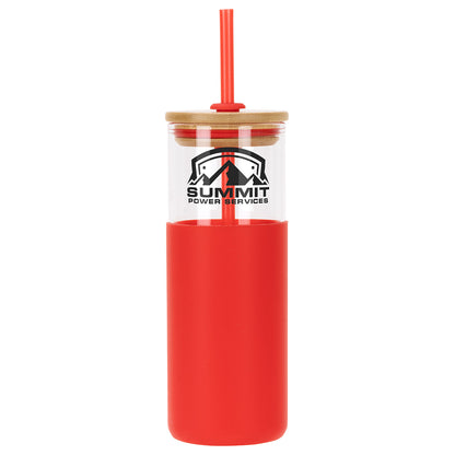Stirling 18 oz Glass Tumbler with Silicone Sleeve & PP Straw