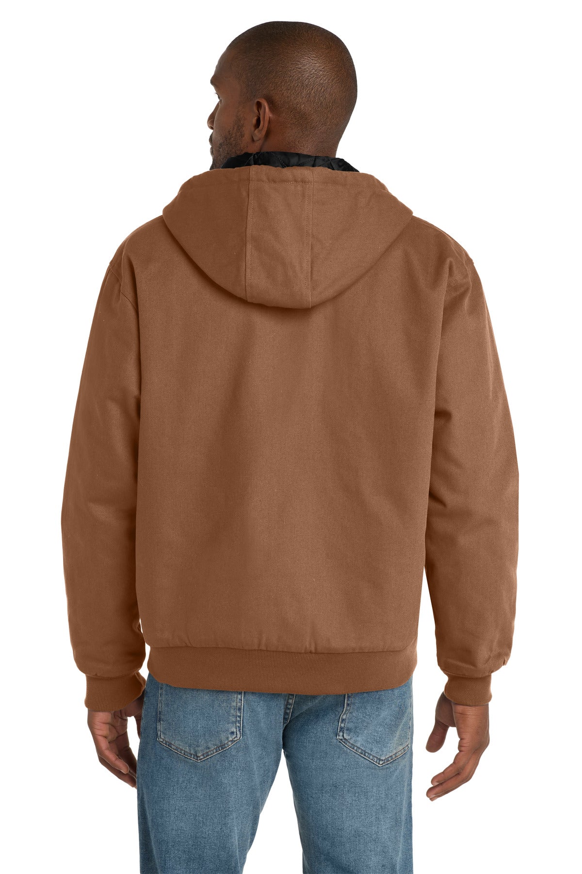 Duck Brown CornerStone Tall Duck Cloth Hooded Work Jacket. TLJ763H