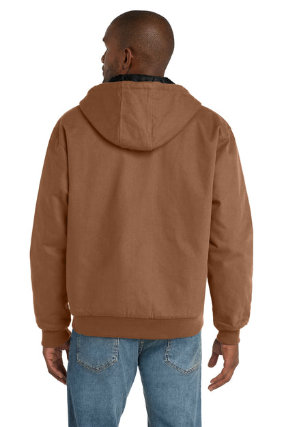 Duck Brown CornerStone Tall Duck Cloth Hooded Work Jacket. TLJ763H