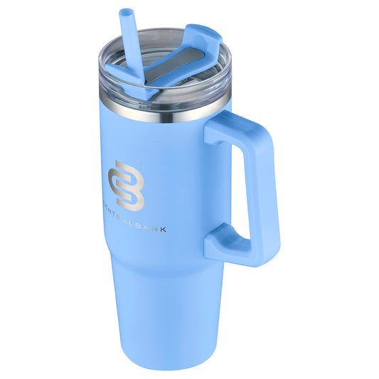 Aqua Blue Milo 30 oz Vacuum Insulated Stainless Steel Mug with Straw