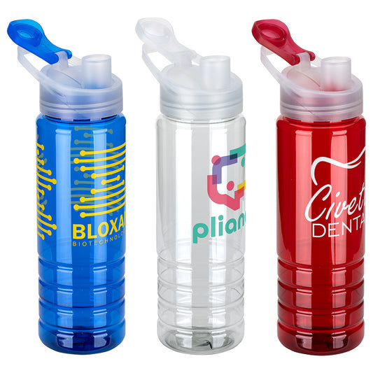 Translucent Blue Breakaway 26 oz RPET Sports Bottle with Flip-Top Spout