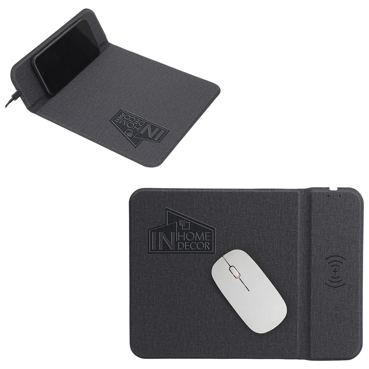 Dark Gray Azure 15W Wireless Charger Mouse Pad with Kickstand