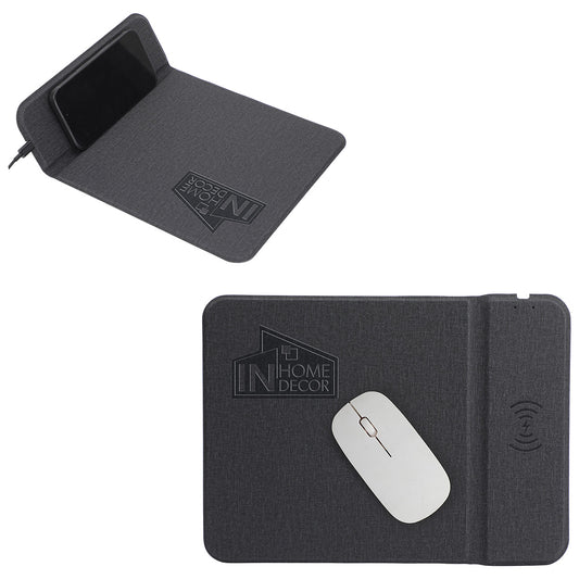 Dark Gray Azure 15W Wireless Charger Mouse Pad with Kickstand