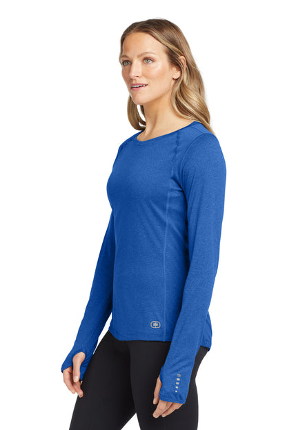 Electric Blue OGIO Women's Long Sleeve Pulse Crew. LOE321