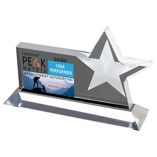 Clear Horizontal Acrylic Star Award - Screen Printed
