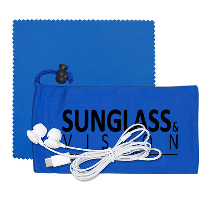 Mobile Tech Earbud Kit with Microfiber Cloth in Microfiber Cinch Pouch