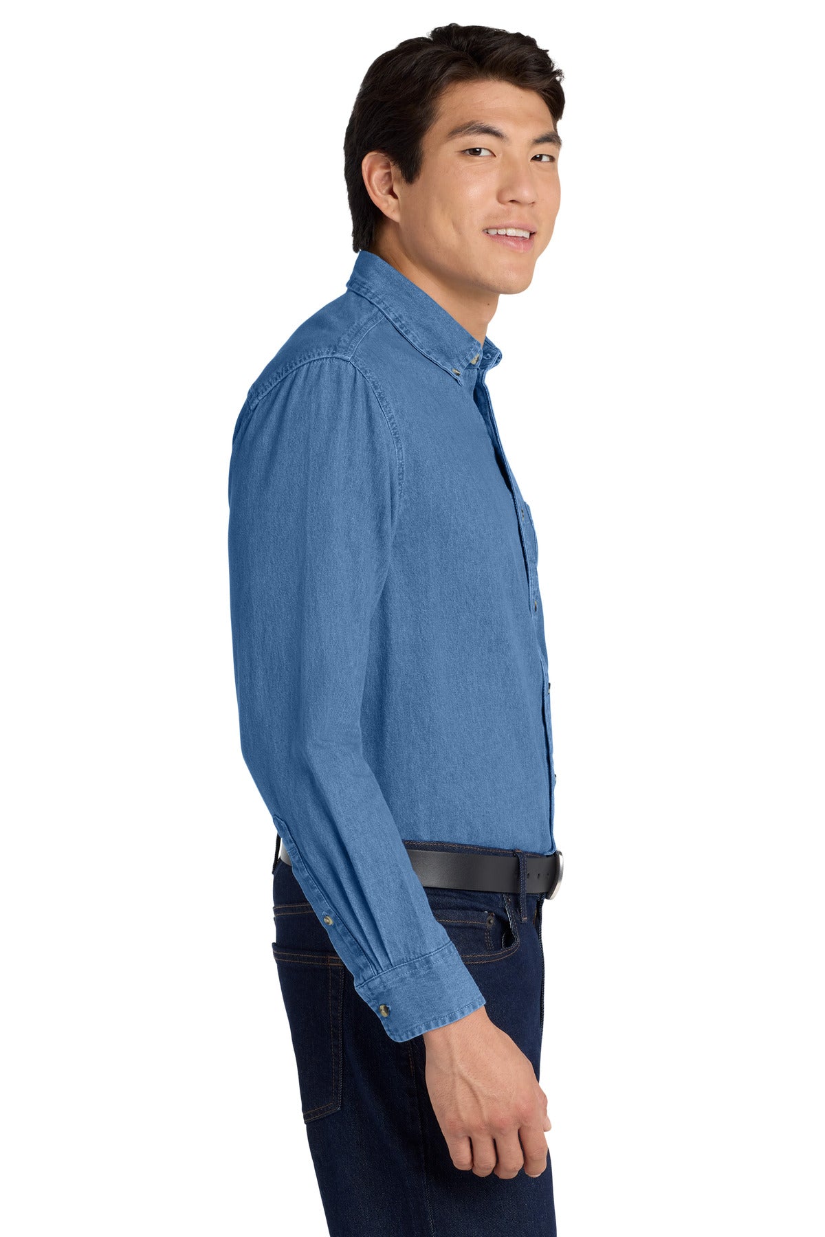 Faded Denim Port Authority Tall Long Sleeve Denim Shirt. TLS600