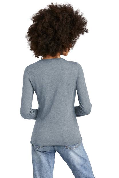 FlntBluHtr District Women's Perfect Tri Long Sleeve V-Neck Tee DT135