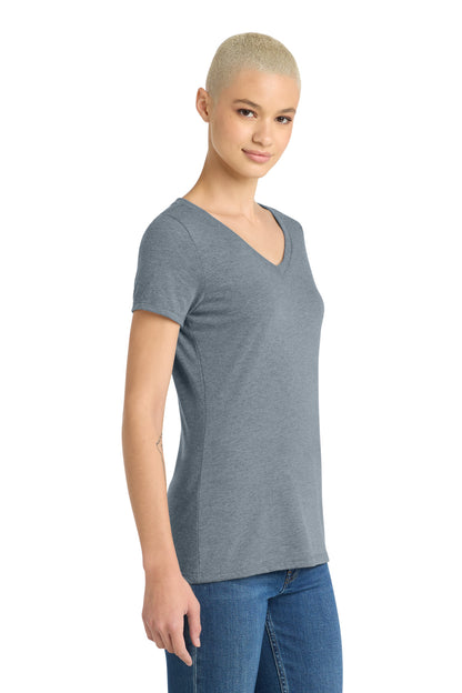FlntBluHtr District Women's Perfect Tri V-Neck Tee. DM1350L