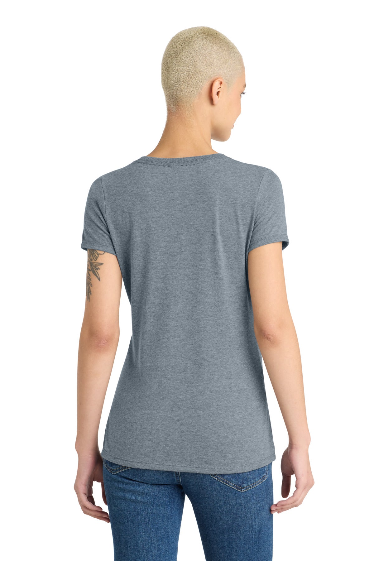 FlntBluHtr District Women's Perfect Tri V-Neck Tee. DM1350L